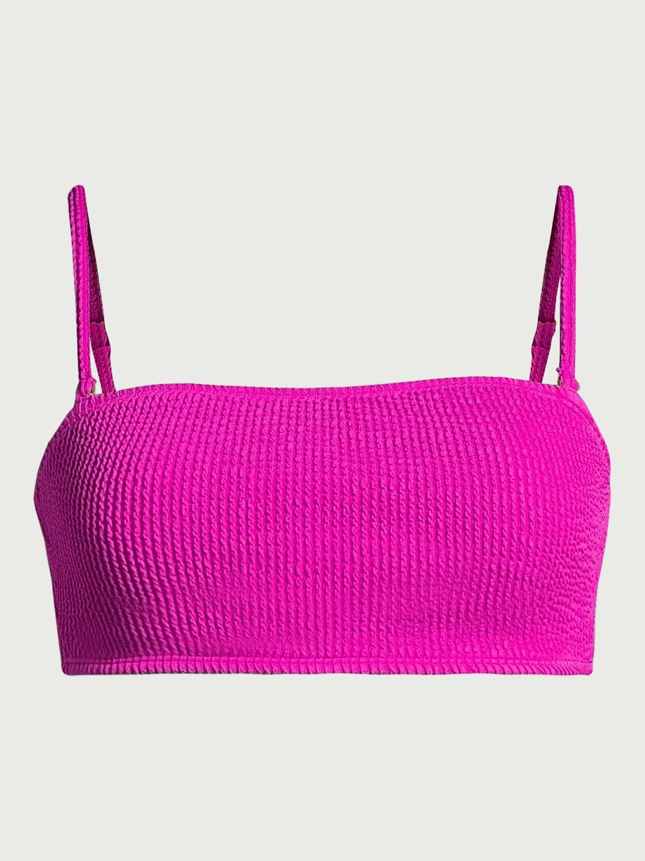 No Boundaries Juniors Crinkle Bandeau Bikini Top Pink Glam Size XL