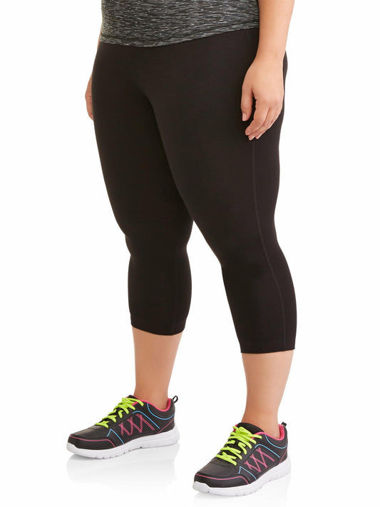 Athletic Works Womens Active Dri-Works Capri Leggings Black Size 1X