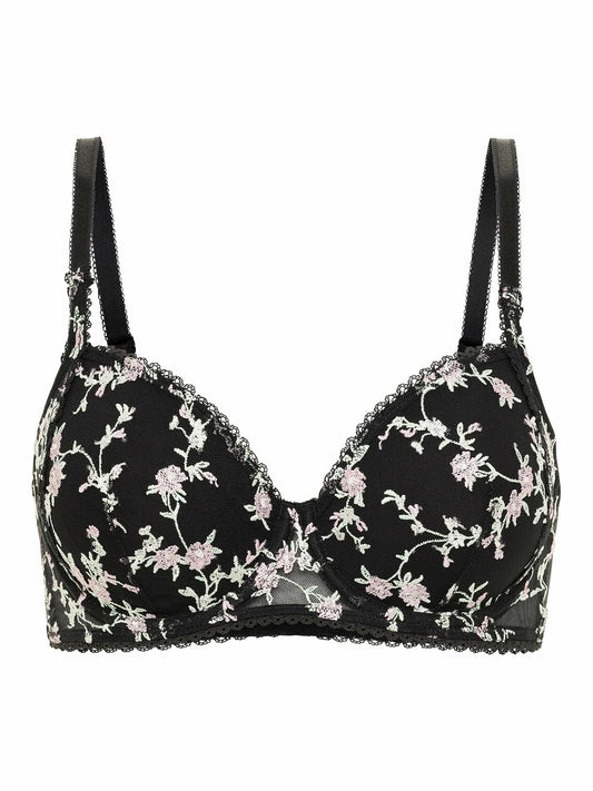 Adored by Adore Me Floral Embroidery and Mesh Ruby T-Shirt Bra Size 36DD