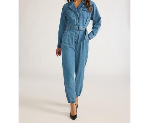 Sofia Jeans Womens Utility Jumpsuit Long Sleeves 26" Inseam