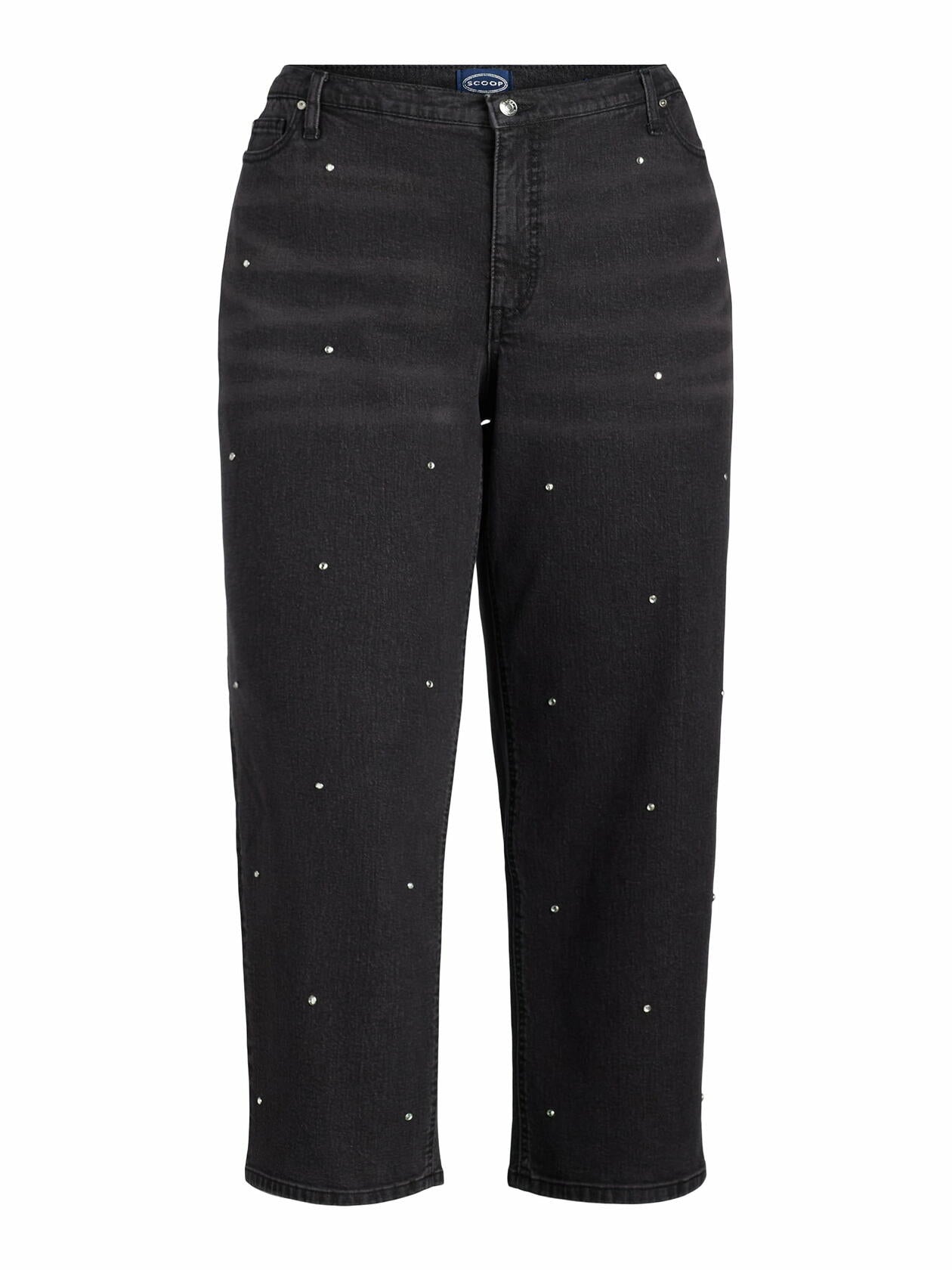 Scoop Womens Low Slung Cropped Jeans Embellised Relaxed Crop Black Size 8/27