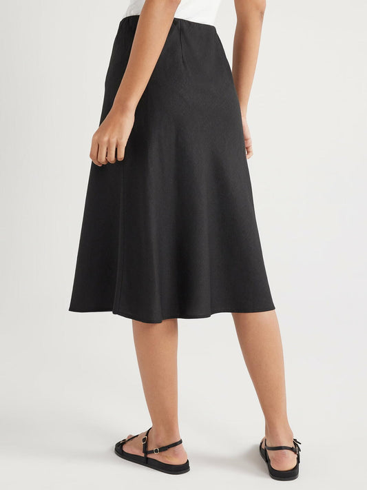 Free Assembly Womens Bias Slip Midi Skirt Black Soot Size XL