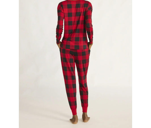 Joyspun Womens Tee & Jogger Pants Pajama Set Red Pepper Buffalo Plaid Sz S (4-6)