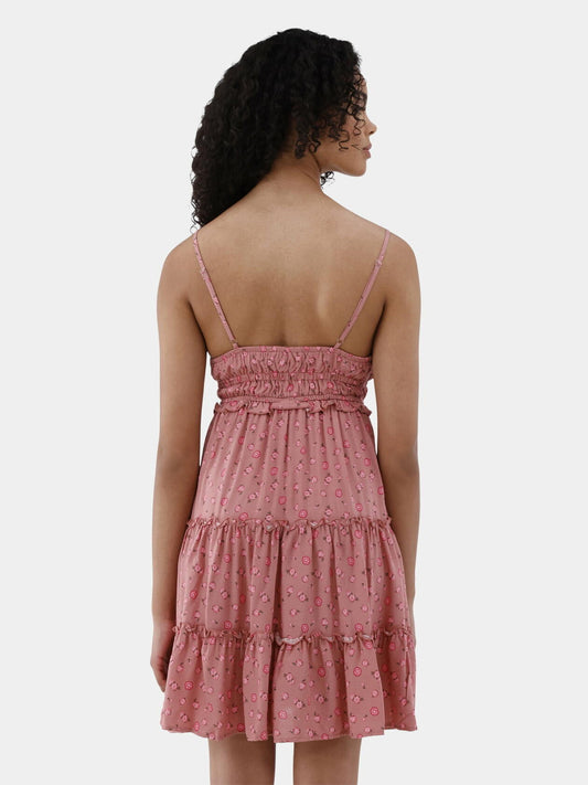 No Boundaries Surplice Tiered Dress Womens and Womens Plus Quaint Rose Size L