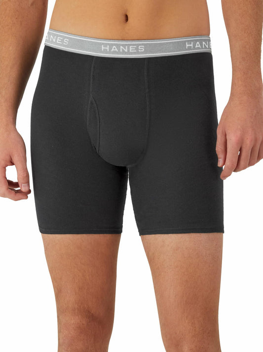 Hanes Mens Boxer Briefs 3 Pack Assorted Black/Grey Size M