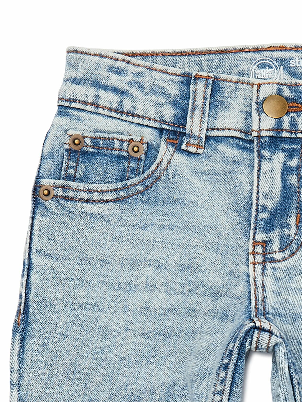 Wonder Nation Boys Vintage Straight Leg Denim Jeans Light Acid Wash Size 4