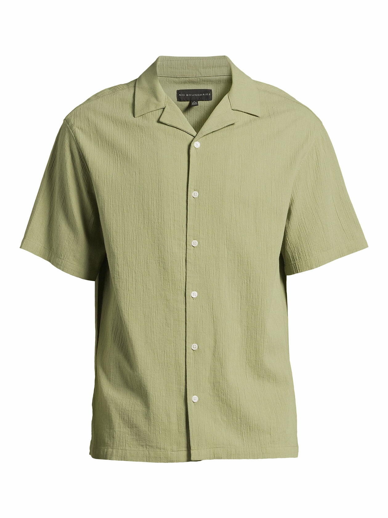 No Boundaries Mens Cotton Crinkle Button Front Shirt Fresh Fern Size S (34-36)