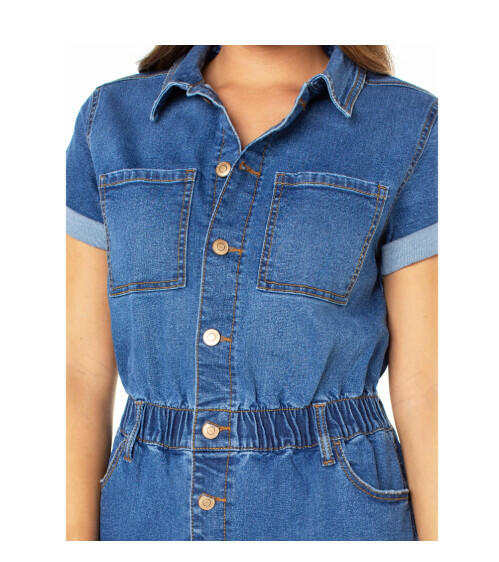 Celebrity Pink Juniors and Juniors Plus Cargo Boilersuit Medium Wash Size L