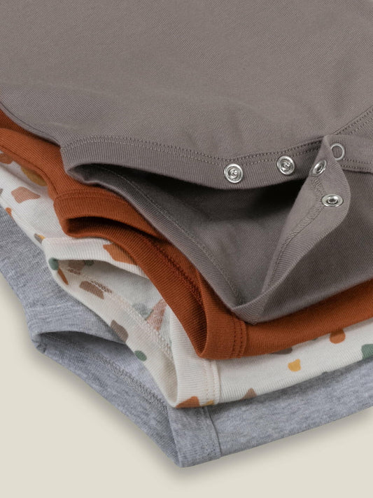 Little Star Organic Baby Unisex 4-Pk Long Sleeve Bodysuit Earthtones Size 0-3 M