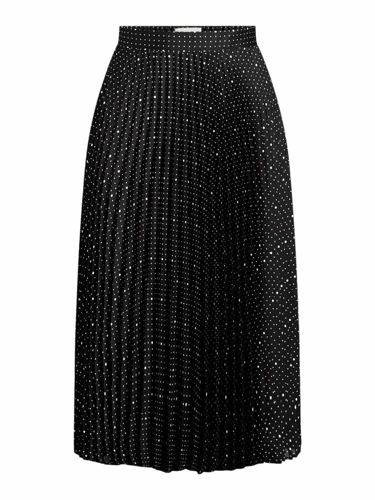 Free Assembly Womens Pleated Midi Skirt Black Soot Vintage Dots Size S