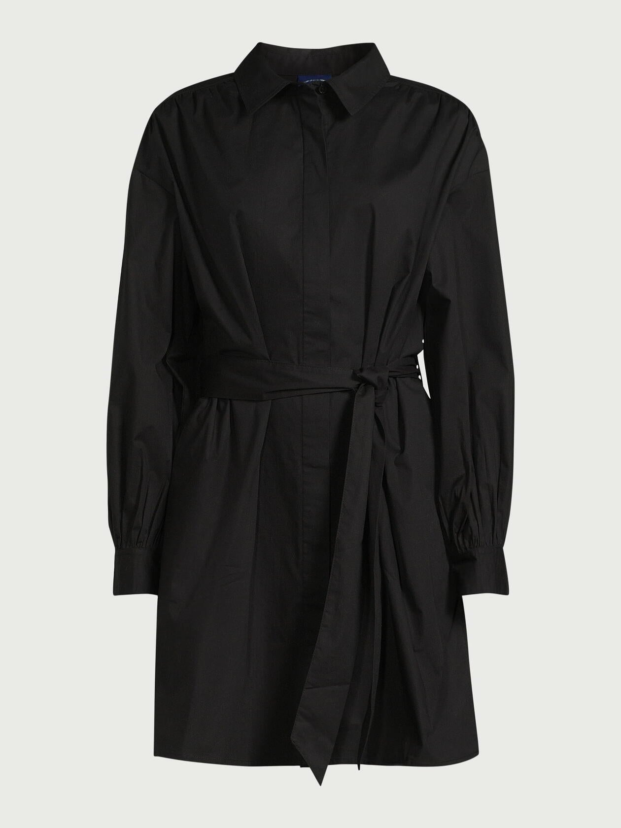 Scoop Womens Balloon Sleeve Poplin Shirtdress with Pockets Black Soot Size S