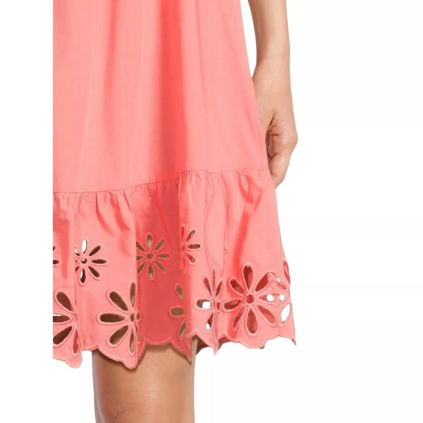 Time and Tru Womens Square Neck Eyelet Trim Mini Dress