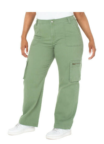 Celebrity Pink Juniors Cargo Pants Midrise Wide Leg Pockets Green Sz L (13/31)