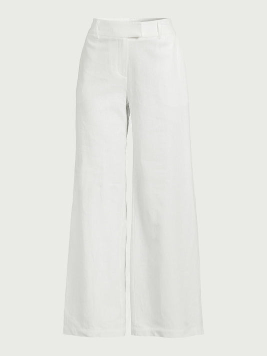 Scoop Womens Linen Blend Tailored Wide Leg Pants Bright White Size 2