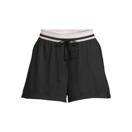 Athletic Works Womens Mesh Shorts Pull-On Drawcord 4" Inseam Black Soot Size M