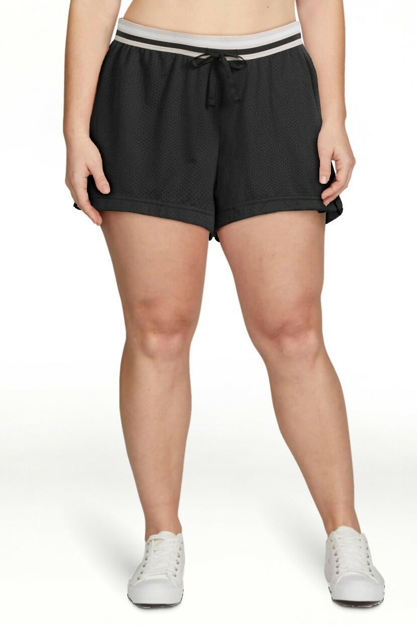 Athletic Works Womens Mesh Shorts Pull-On Drawcord 4" Inseam Black Soot Size M