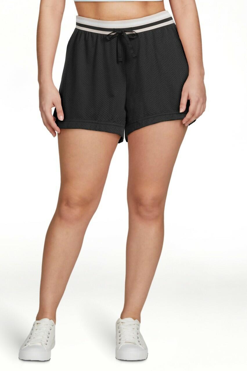 Athletic Works Womens Mesh Shorts Pull-On Drawcord 4" Inseam Black Soot Size M