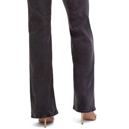 Jordache Womens High Rise Flare Jeans Washed Black Size 18