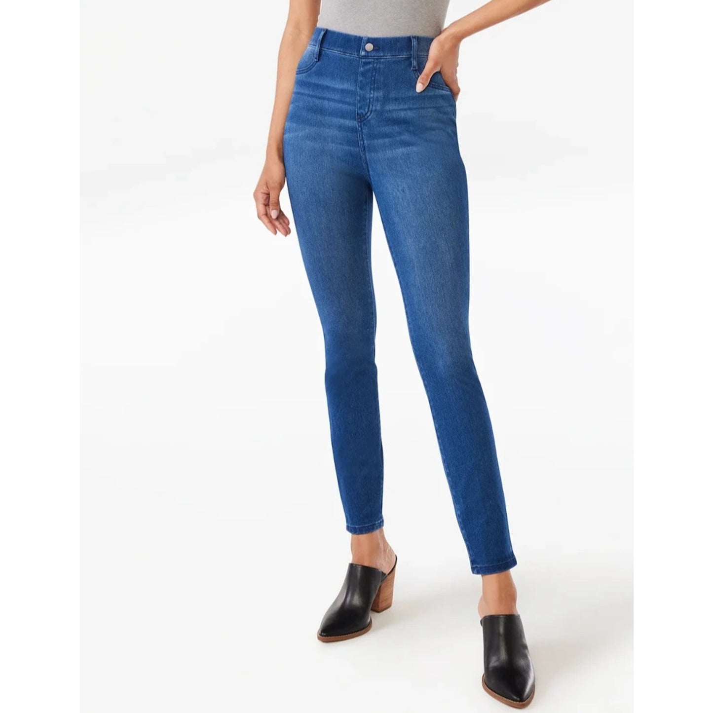 Time and Tru Womens Jeggings High Rise 29" Inseam Zip Fly Medium Denim Size L