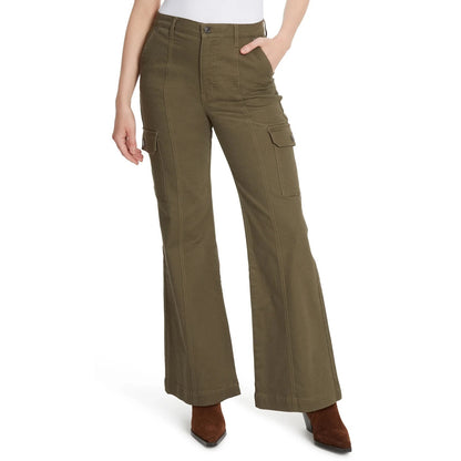 Gloria Vanderbilt Womens Cargo Jeans High Rise Wide Leg Deep Amazon Green Sz 14