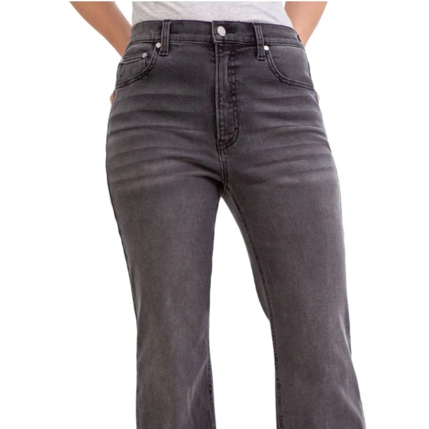 Jordache Womens High Rise Flare Jeans Washed Black Size 18