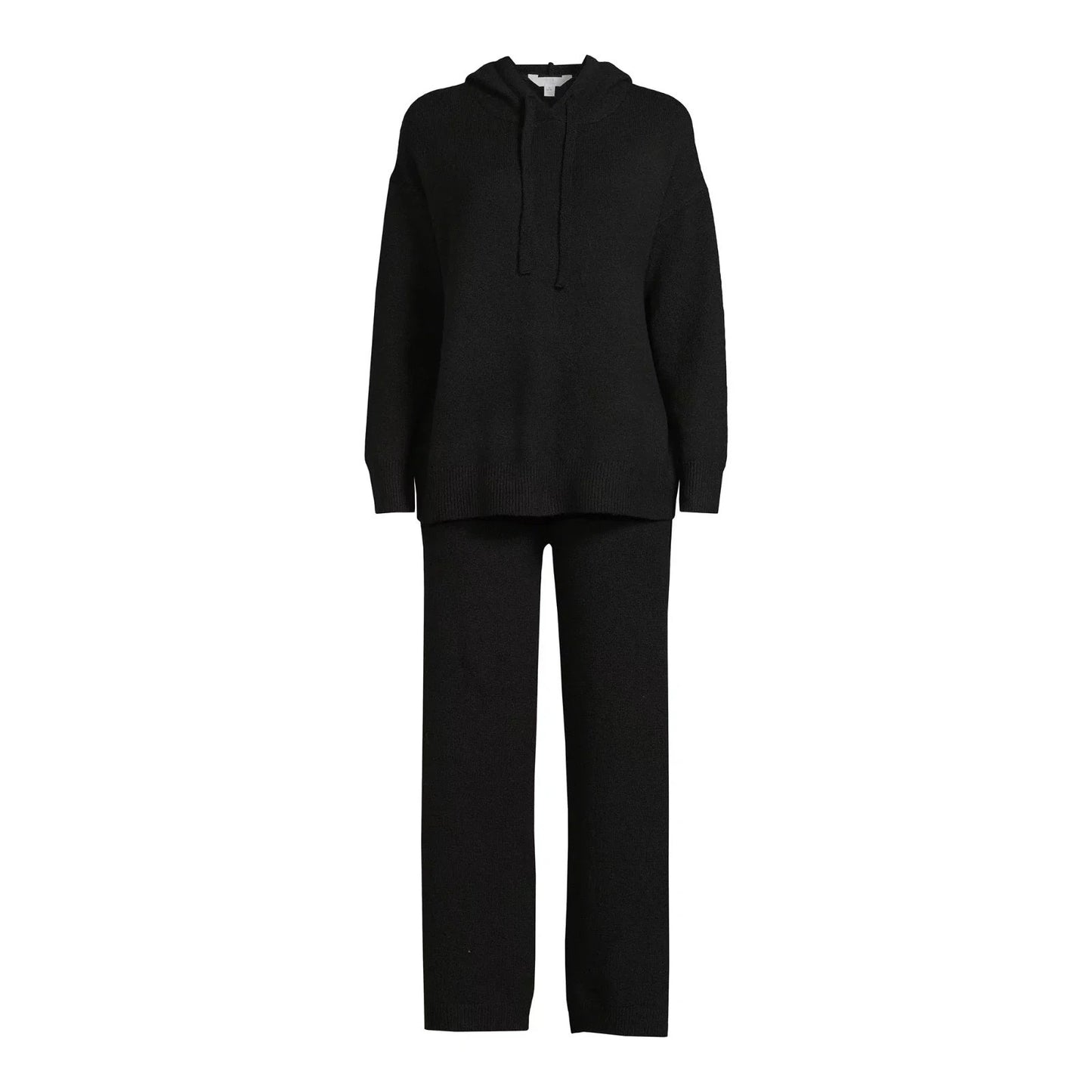 Time and Tru Womens Sweater Pullover Hoodie Pants Set Elastic Black Soot Size M