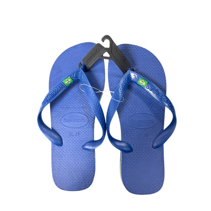 Havaianas Unisex Brazil Flag Top Thong Flip Flops Sandals Blue Size 7/8W -  6/7M