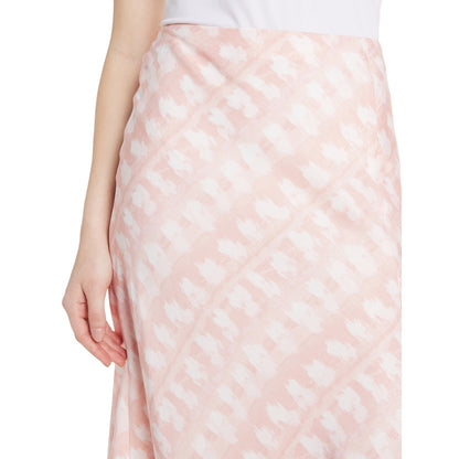 Time and Tru Womens Satin Midi Slip Skirt Pearl Blush Brush Marks Size L