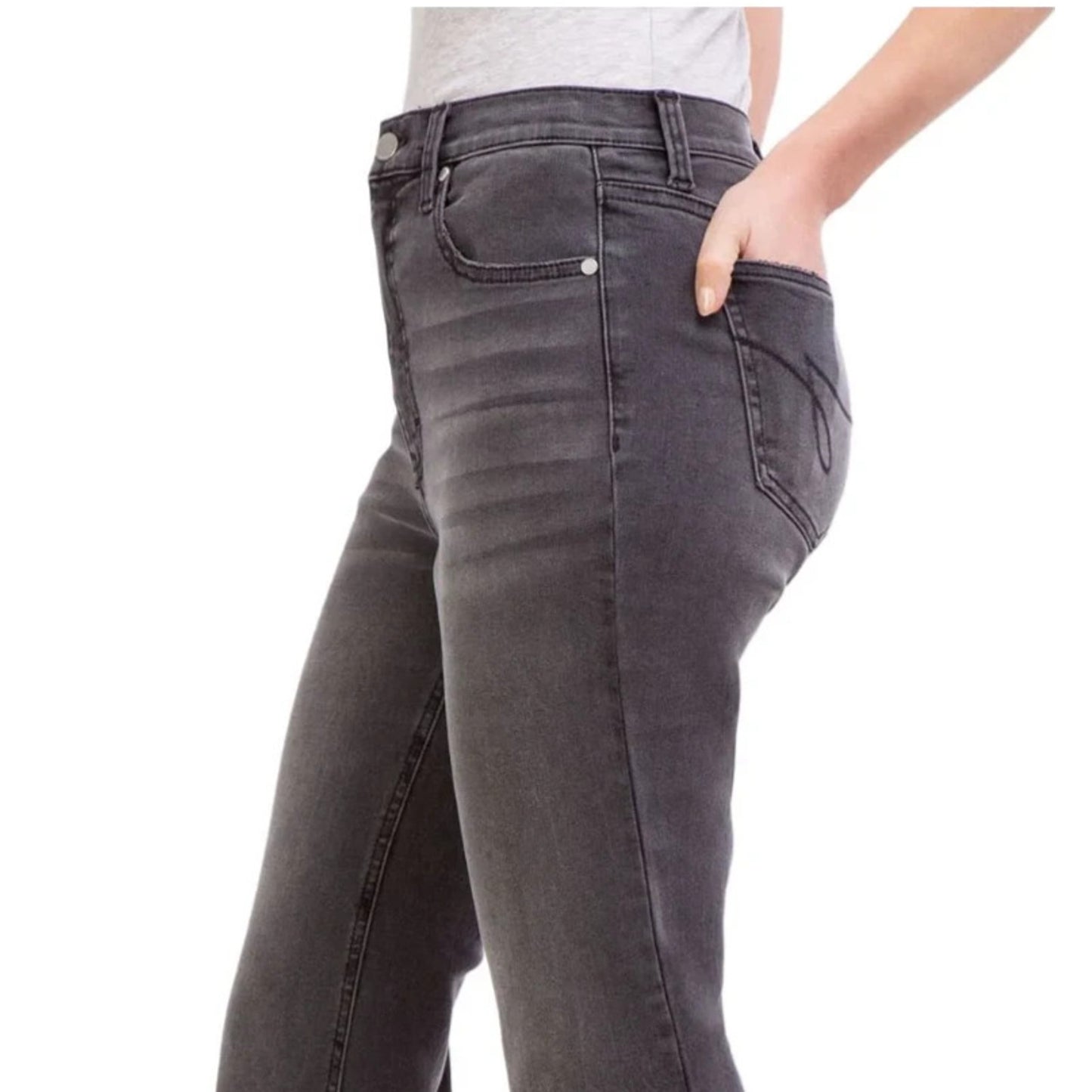 Jordache Womens High Rise Flare Jeans Washed Black Size 18