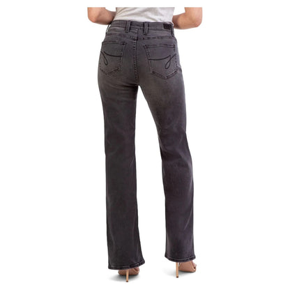 Jordache Womens High Rise Flare Jeans Washed Black Size 18
