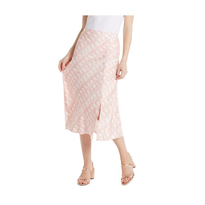 Time and Tru Womens Satin Midi Slip Skirt Pearl Blush Brush Marks Size L