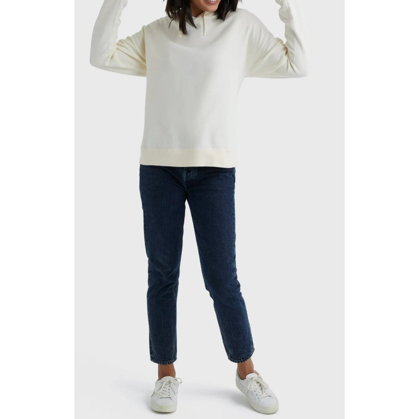 Hanes Womens Originals Garment Dyed Hoodie Fleece Pullover Parchment Size L