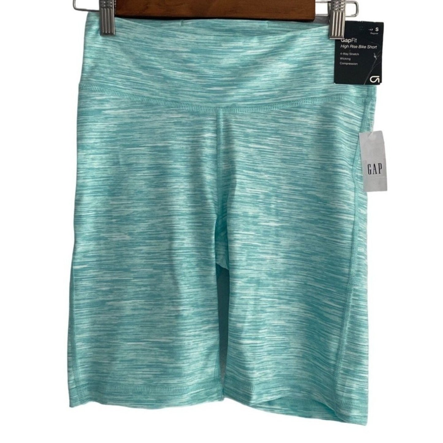 GapFit Womens High Rise Bike Activewear Shorts Pull-On Jade Green Size S