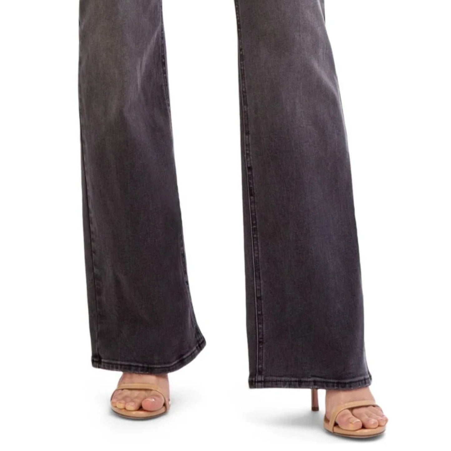 Jordache Womens High Rise Flare Jeans Washed Black Size 18