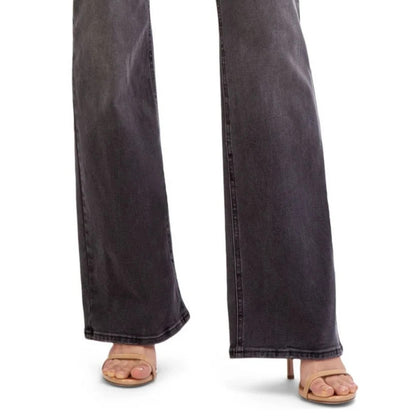 Jordache Womens High Rise Flare Jeans Washed Black Size 18