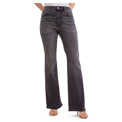 Jordache Womens High Rise Flare Jeans Washed Black Size 18