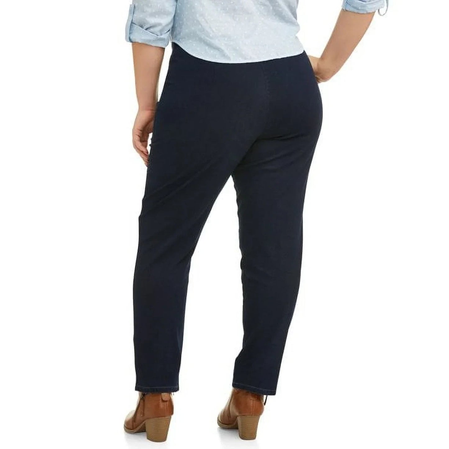 Just My Size by Hanes Womens Pull On 2-Pocket Pants Blue Rinse Size 1XP