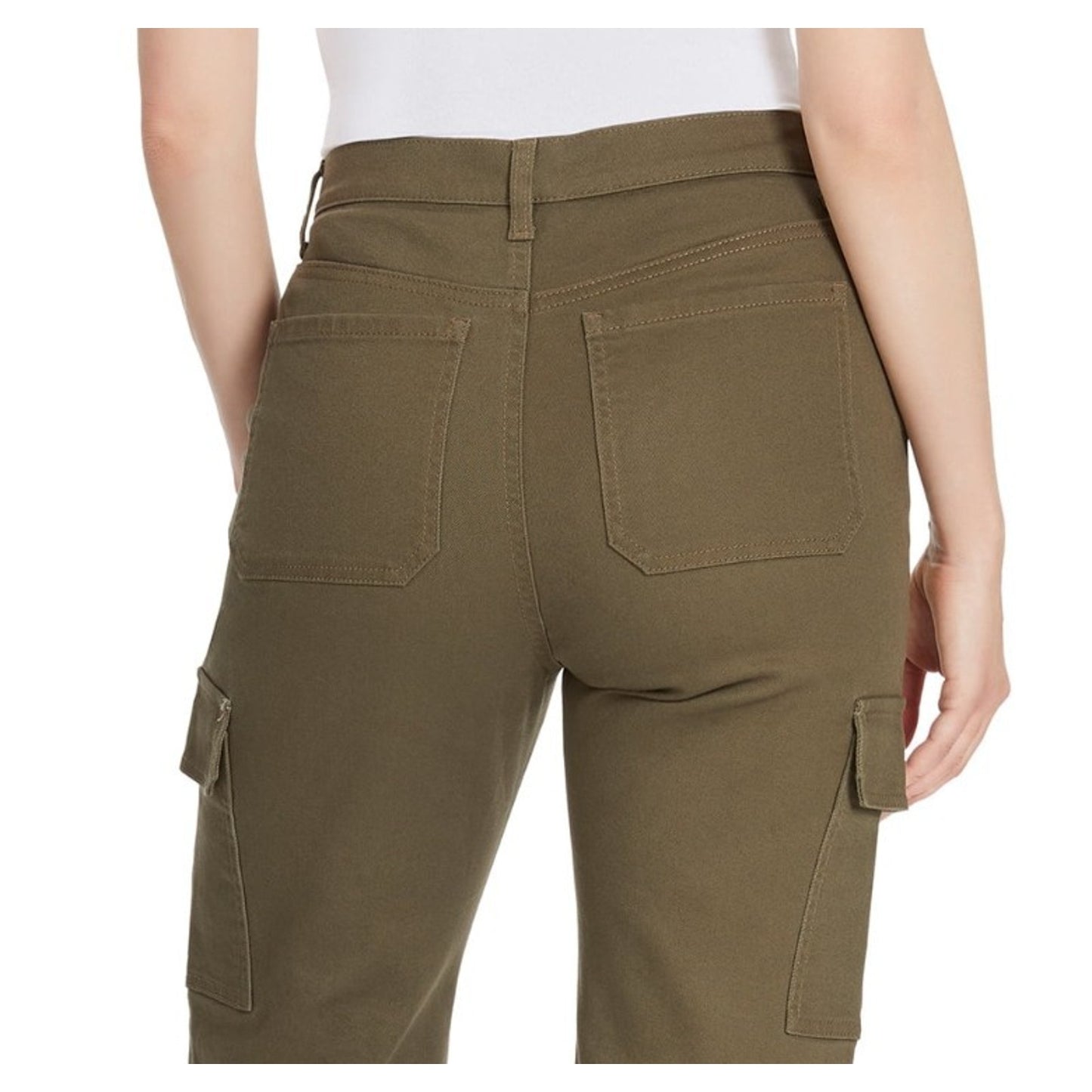 Gloria Vanderbilt Womens Cargo Jeans High Rise Wide Leg Deep Amazon Green Sz 14
