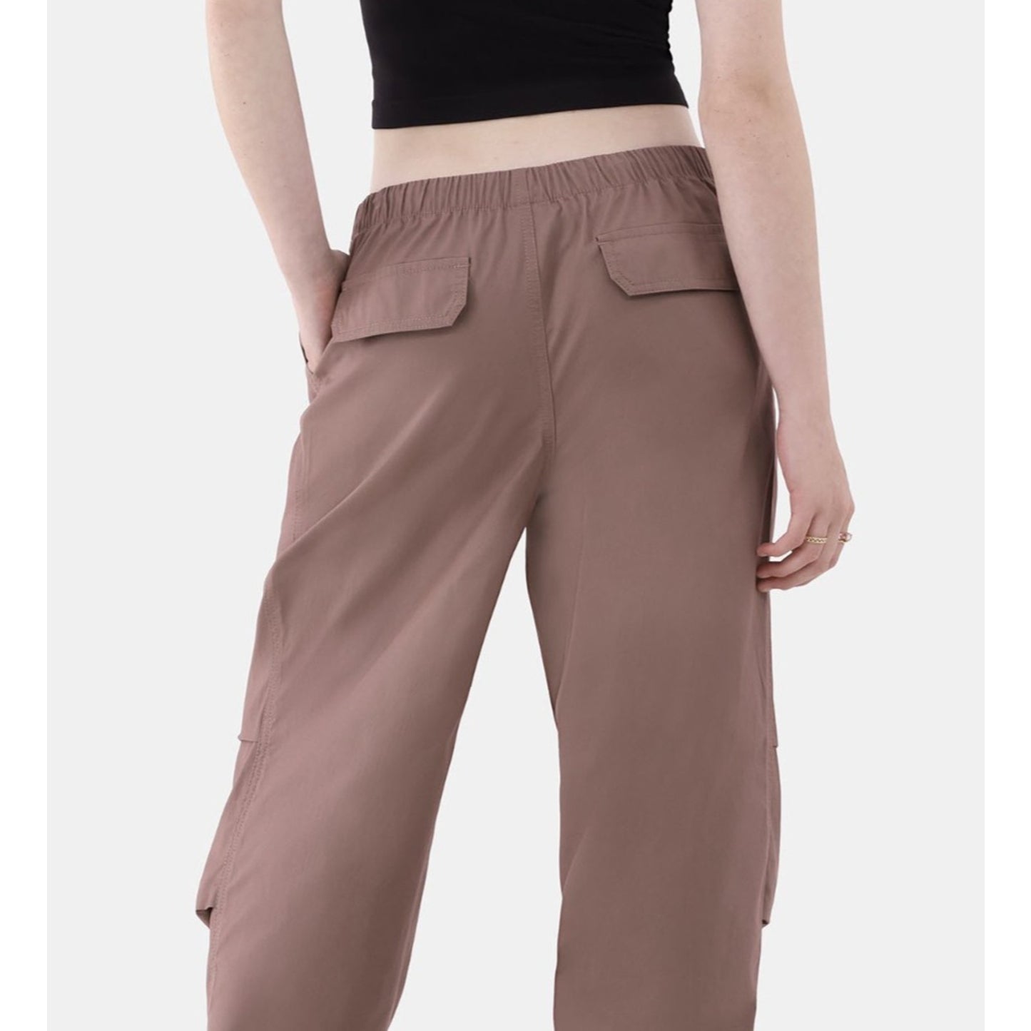 No Boundaries Womens Parachute Pants Mauve Cotton Size XL Relaxed Fit 30” Inseam