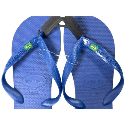 Havaianas Unisex Brazil Flag Top Thong Flip Flops Sandals Blue Size 7/8W -  6/7M