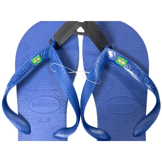 Havaianas Unisex Brazil Flag Top Thong Flip Flops Sandals Blue Size 7/8W -  6/7M