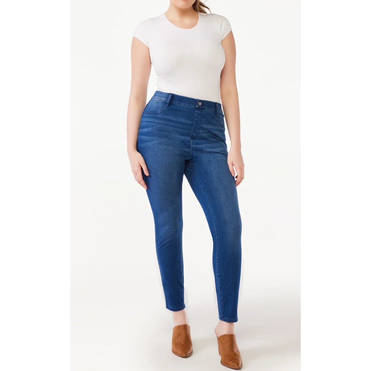 Time and Tru Womens Jeggings High Rise 29" Inseam Zip Fly Medium Denim Size L