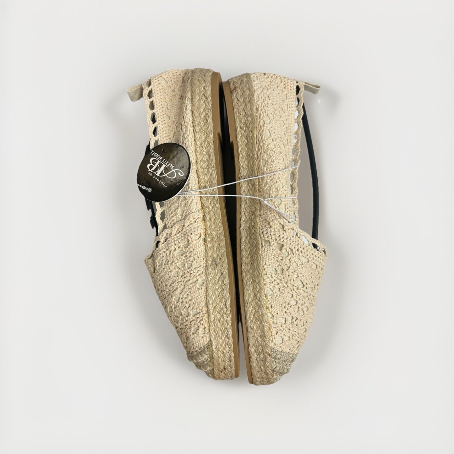 Alexis Bendel Womens Crochet Espadrille Flats Cream Beige Slip-on Size 9