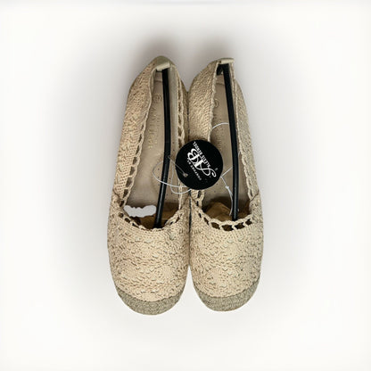 Alexis Bendel Womens Crochet Espadrille Flats Cream Beige Slip-on Size 9