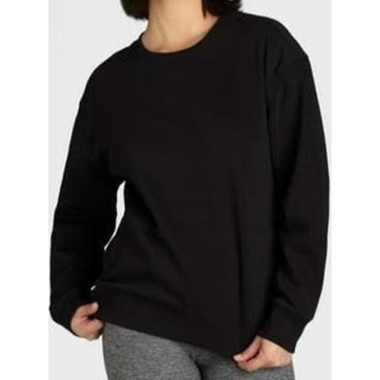 Athletic Works Womens Fleece Crewneck Sweatshirt Black Soot Size S