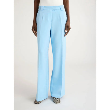 Scoop Womens Wide Leg Trousers Pockets Classic Mid Rise Crepe Cirrus Blue Size 8