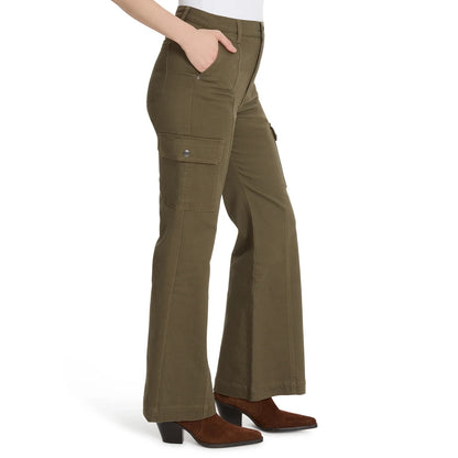 Gloria Vanderbilt Womens Cargo Jeans High Rise Wide Leg Deep Amazon Green Sz 14
