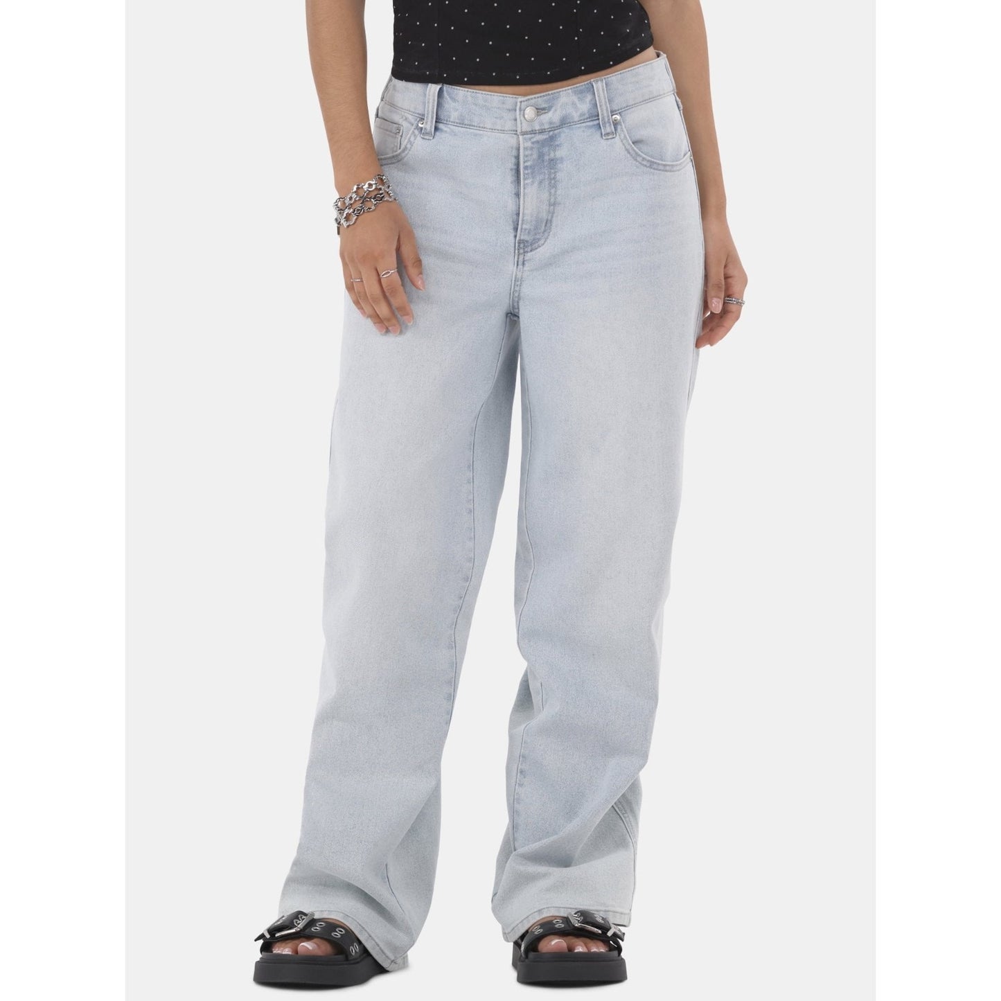 No Boundaries Baggy Wide Leg Jeans Womens Super Light Wash Size XXS (00)
