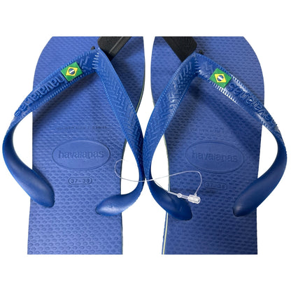 Havaianas Unisex Brazil Flag Top Thong Flip Flops Sandals Blue Size 7/8W -  6/7M