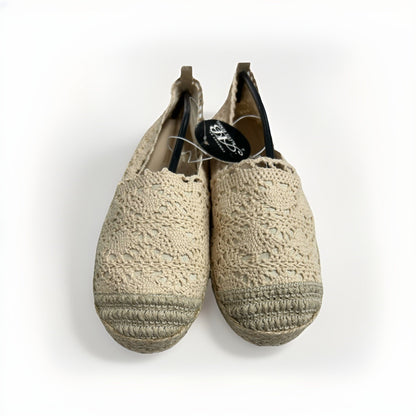 Alexis Bendel Womens Crochet Espadrille Flats Cream Beige Slip-on Size 9
